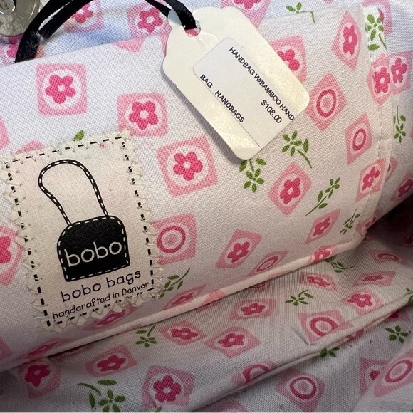 Bobo Bags Handcrafted in Denver Lime Green & Black Handbag Purse Bamboo Handles - Picture 10 of 15